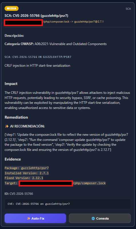 Extension vscode - visualización vulnerabilidad