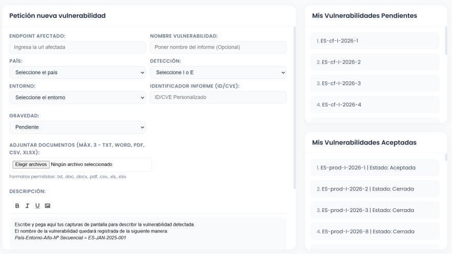 Formulario para Reportar Vulnerabilidades