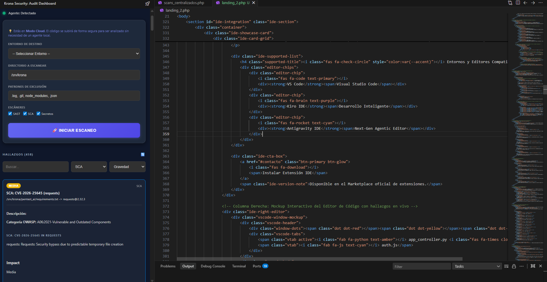 Krona Security Extensión IDE (VS Code, Kiro, Antigravity)